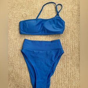 Cute Aerie blue bikini (bandeau top & high cut bottoms)